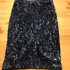 Navy sequins pencil skirt